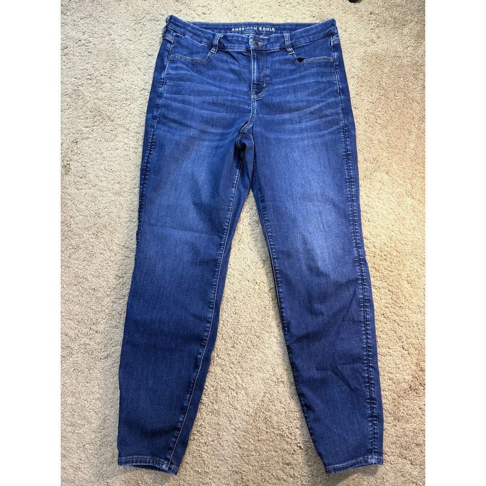 American Eagle Curvy High Rise Jegging Jeans Women 16 Long Stretch Blue